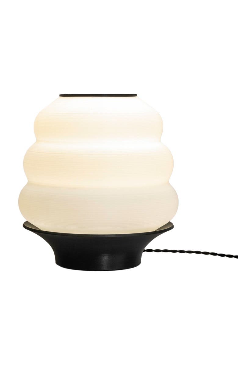JONATHAN Y Honey Pot 12" Minimalist Classic Plant-Based PLA 3D Printed Dimmable LED Table Lamp, Main, color, White/Black
