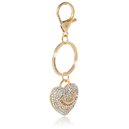 Juicy Couture Pave Heart Keychain & Earrings Set In Gold