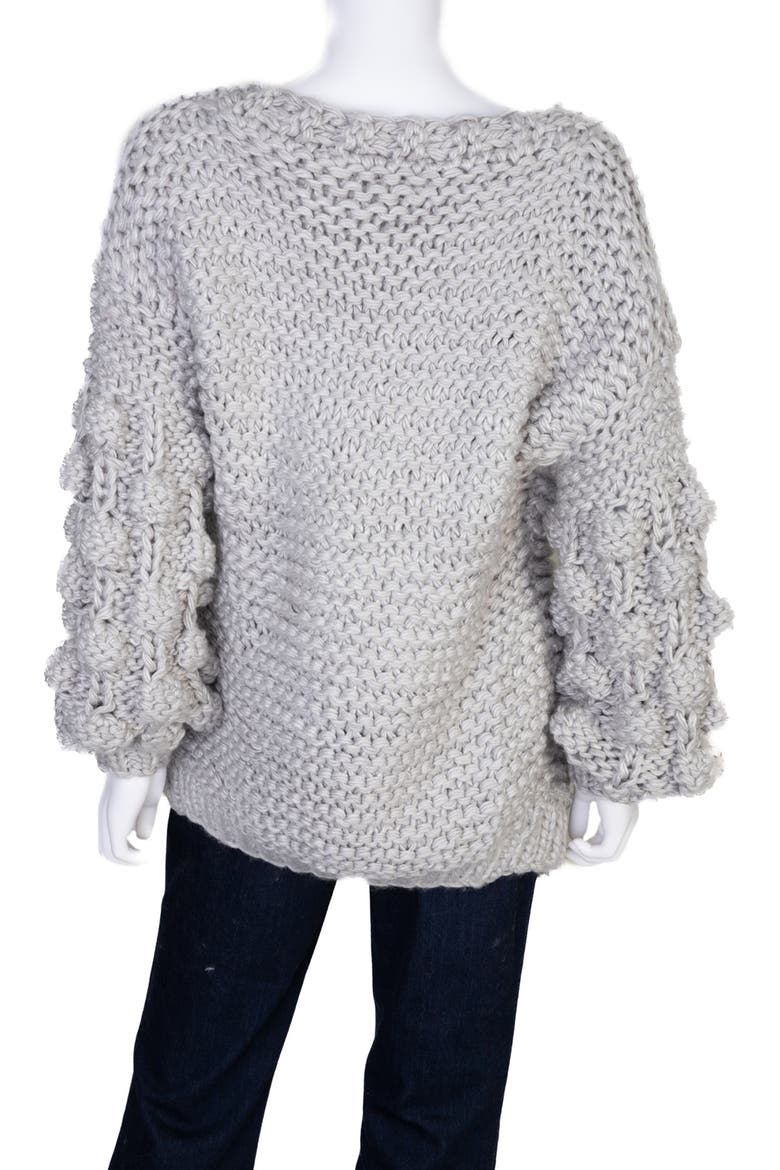 Pompom Knit Cardigan, Alternate, color, GREY