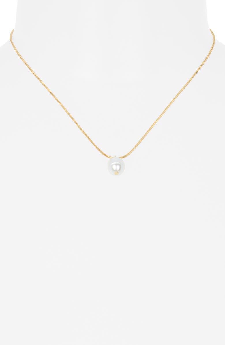 NORDSTROM RACK Faux Pearl Pendant Necklace, Alternate, color, White- Gold
