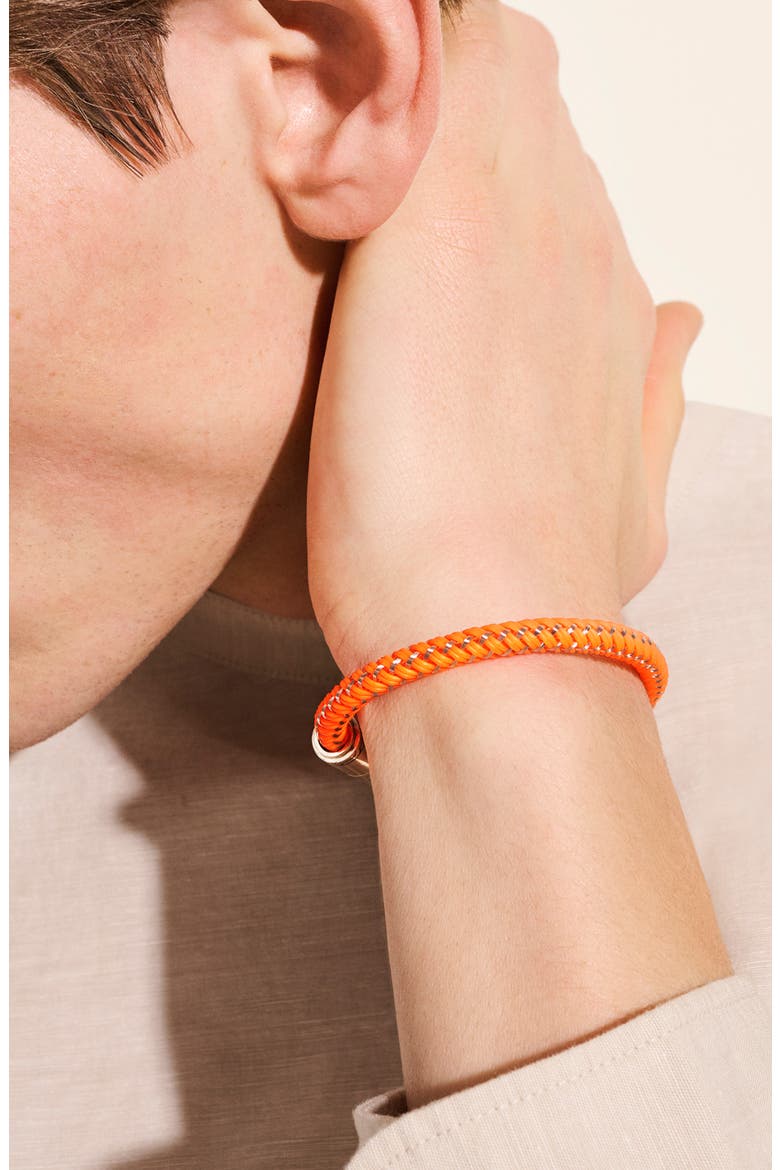 Cord Bracelet, Sterling Silver, Rubber, Alternate, color, ORANGE/ SILVER