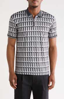 Geometric Quarter Zip Performance Polo