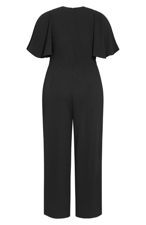 City Chic Braelynn Flutter Sleeve Jumpsuit In Black