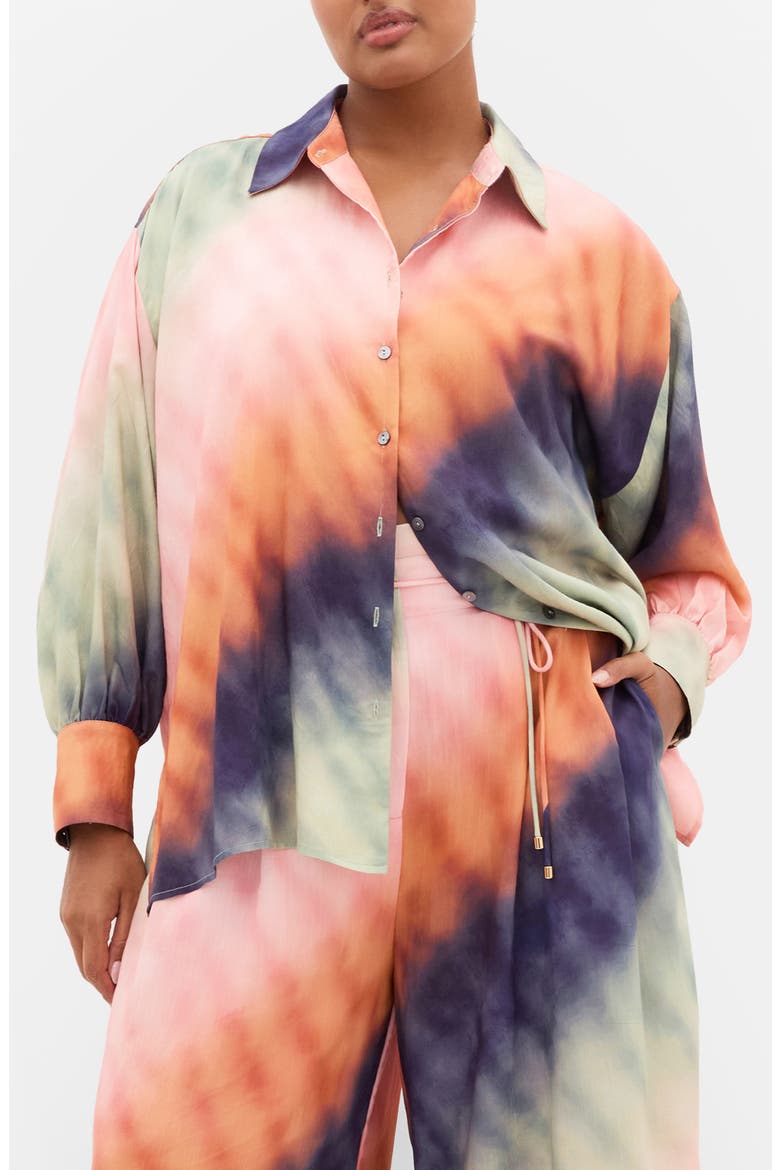 Sunset Ombré Button-Up Shirt, Main, color, SUNSET OMBRE