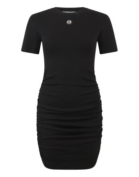 Open Back Mini T-Shirt Dress Signature Pendant Signature Women