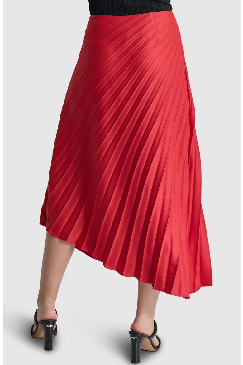 Asymmetric Hem Pleated Satin Skirt, Alternate, color, RED LIGHT