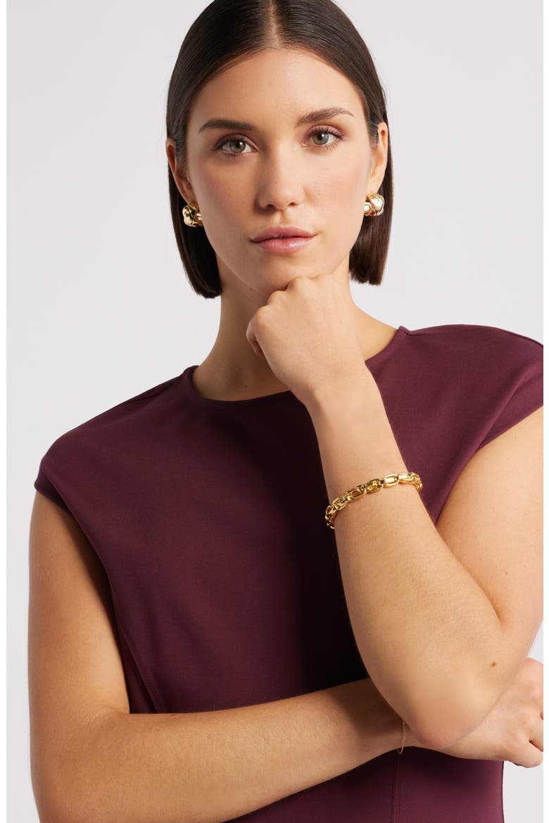Scalloped Wide Hoop Earrings, Alternate, color, GOLD