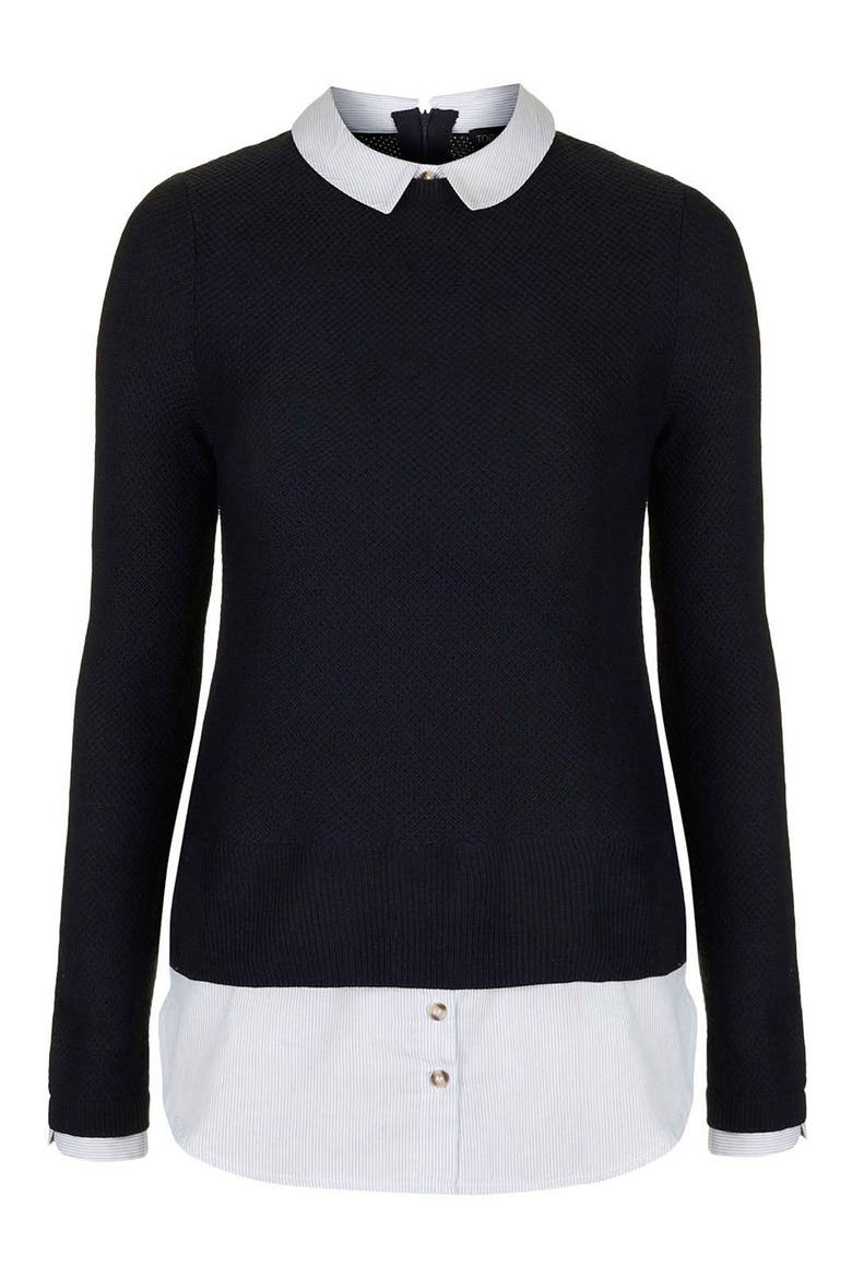 Hybrid Stripe Trim Sweater, Alternate, color, NAVY BLUE MULTI