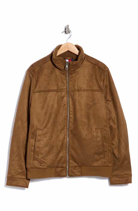 Faux Suede Stand Collar Jacket