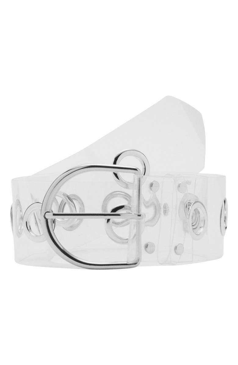MANGO Clear Belt, Main, color, Ice Grey