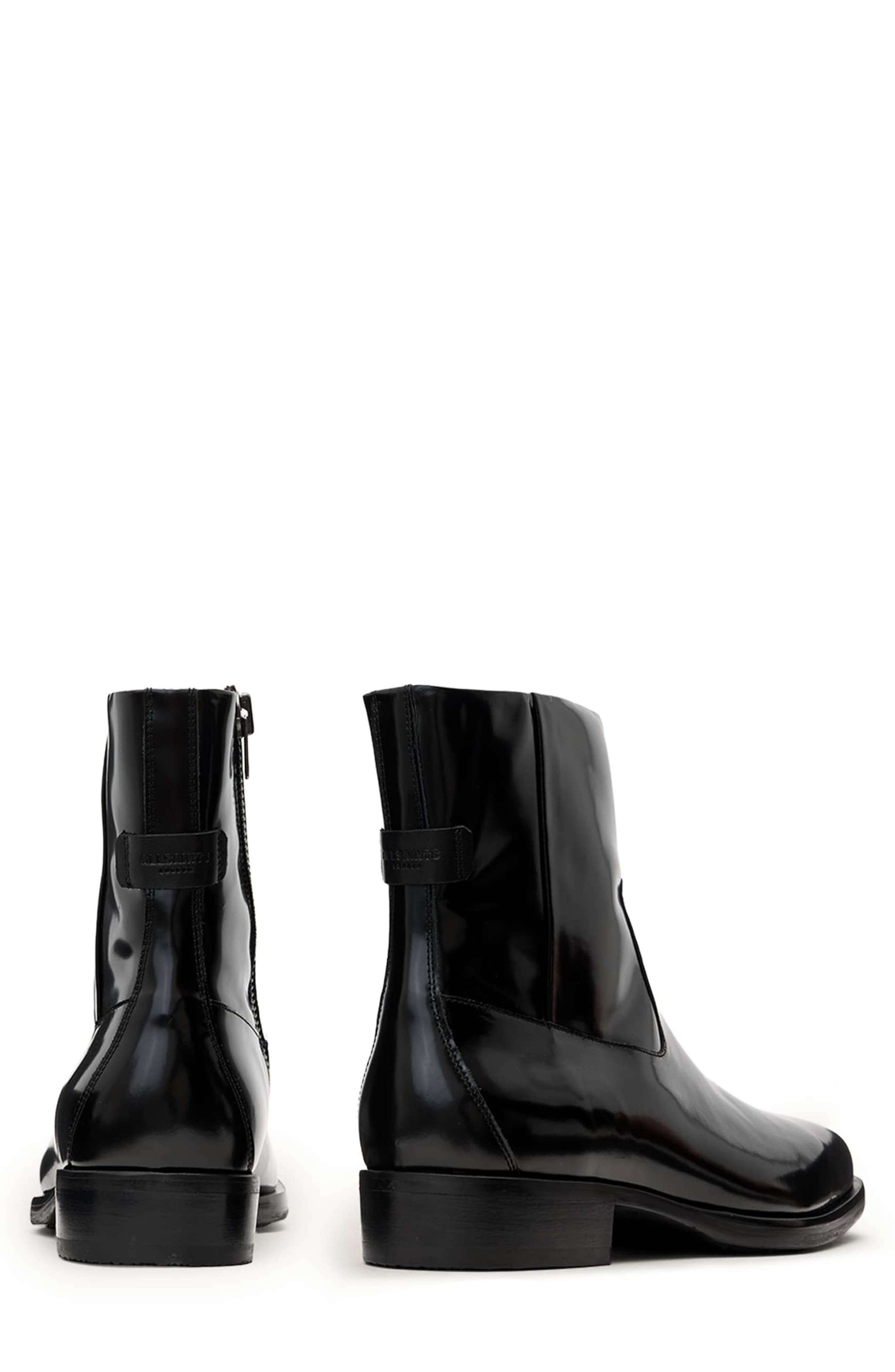 AllSaints Milton Ankle Boot, Alternate, color, Black Shine
