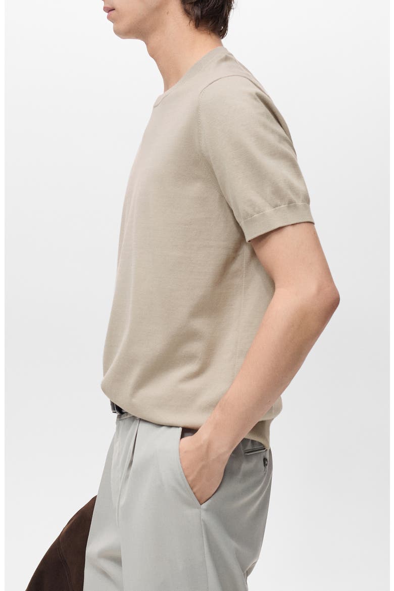 Short Sleeve Cotton Crewneck Sweater, Alternate, color, ICE GREY