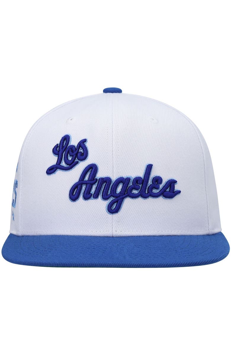 Mitchell & Ness Men's Mitchell & Ness White/Royal Los Angeles Lakers Hardwood Classics Snapback Hat, Alternate, color, White