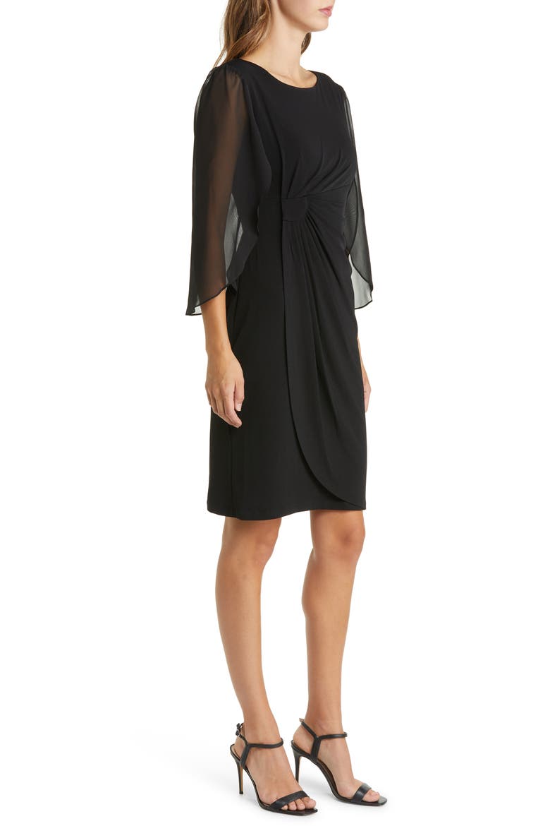Sheer Sleeve Dress, Alternate, color, BLACK