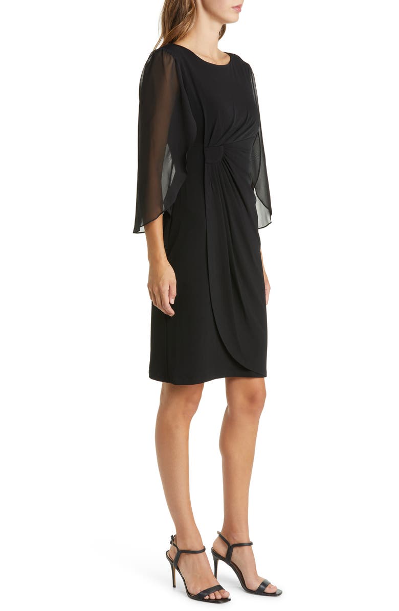 Connected Apparel Sheer Sleeve Dress, Alternate, color,