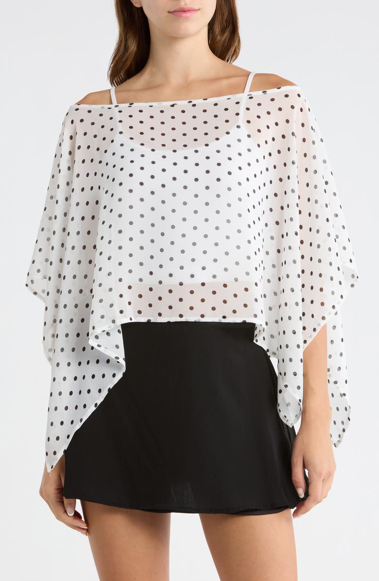 PacSun Coco Polka Dot Chiffon Poncho, Main, color, Polka Dot