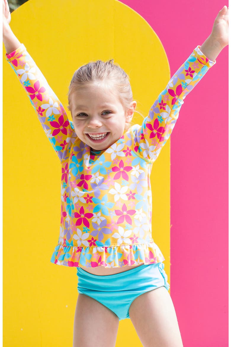 Endless Summer Two-Piece Rashguard Swimsuit & Headband Set, Alternate, color, YELLOW