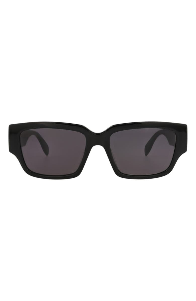 McQueen 56mm Square Sunglasses, Main, color, Black Black Grey