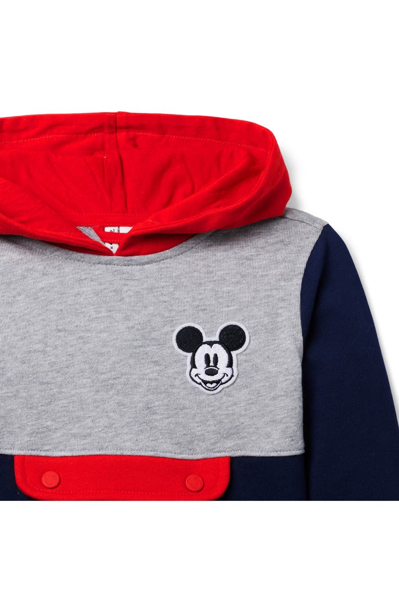 Janie and Jack x Disney Kids' Mickey Patch Colorblock French Terry Hoodie, Alternate, color, 