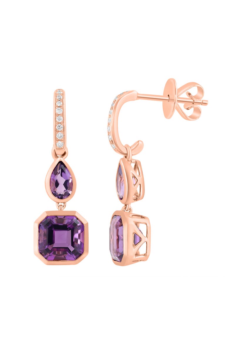 14K Rose Gold Diamond,Amethyst Earrings, Alternate, color, Hematite and FW Blush Pearl