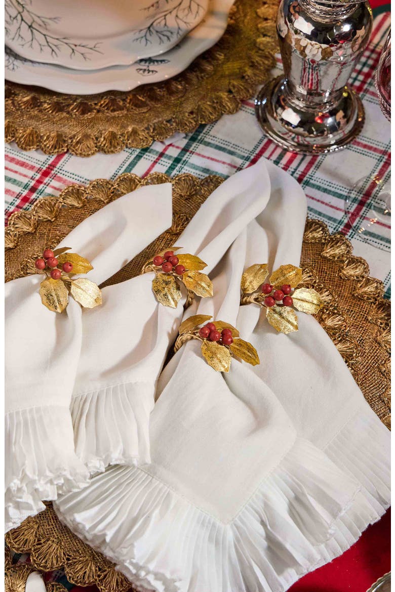 Forest Walk Holly Berries Set of 4 Napkin Rings, Alternate, color, MULTI