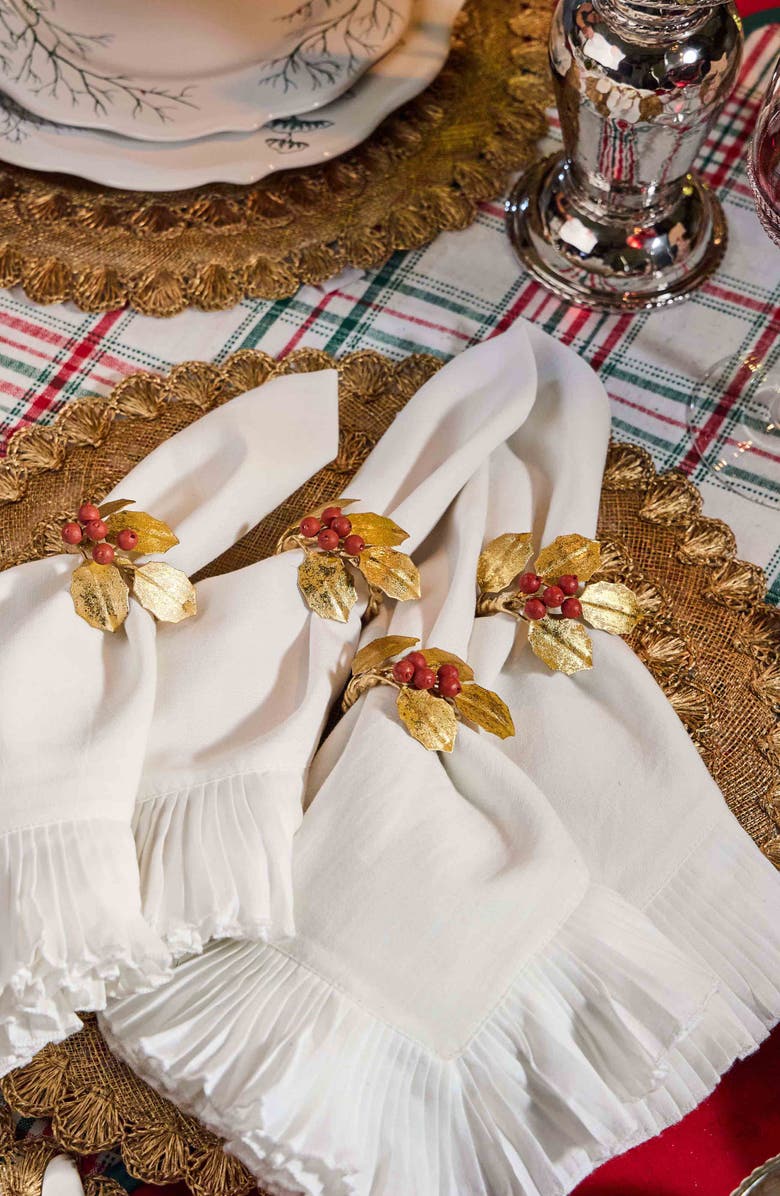Juliska Forest Walk Holly Berries Set of 4 Napkin Rings, Alternate, color, Multi