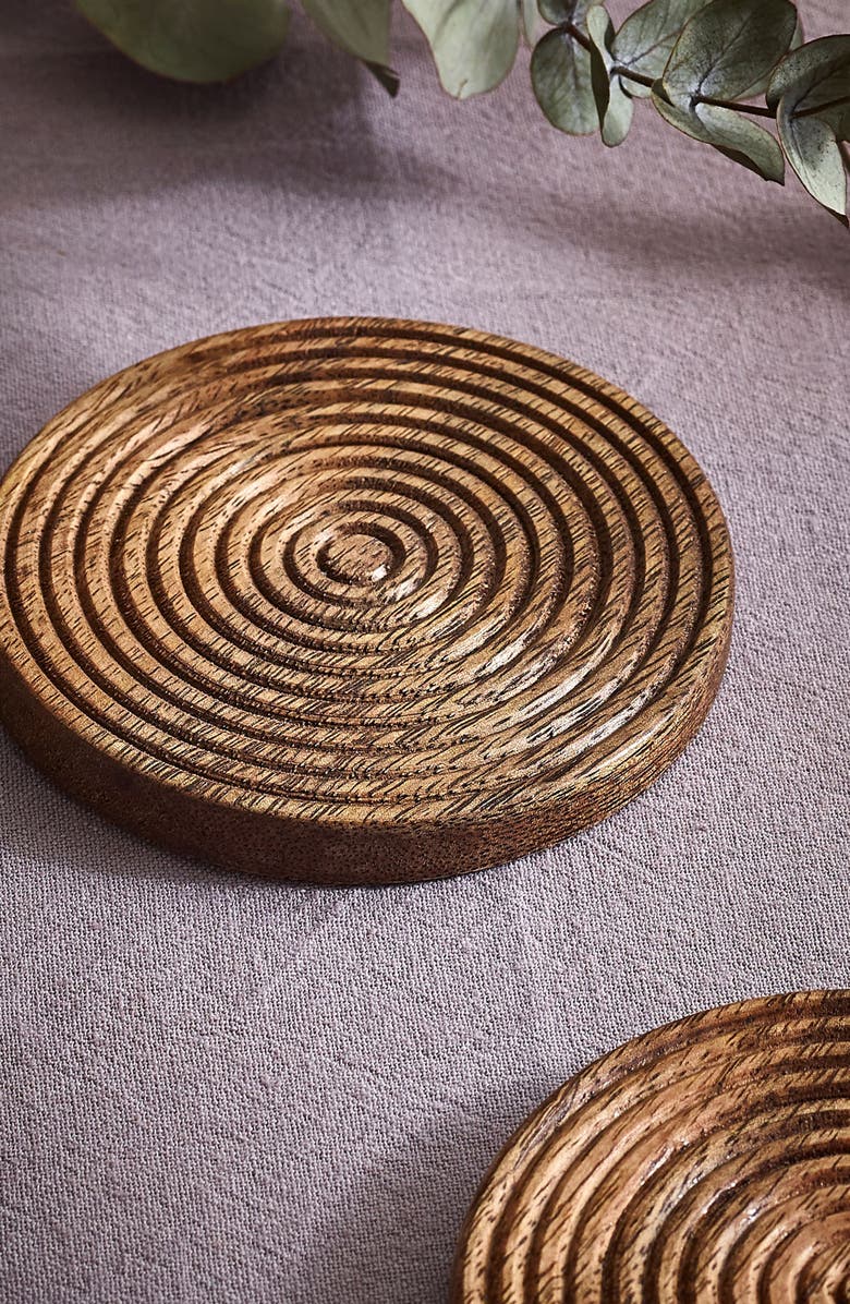 NEXT Bronx Set of 4 Etched Wood Coasters, Alternate, color, Wood