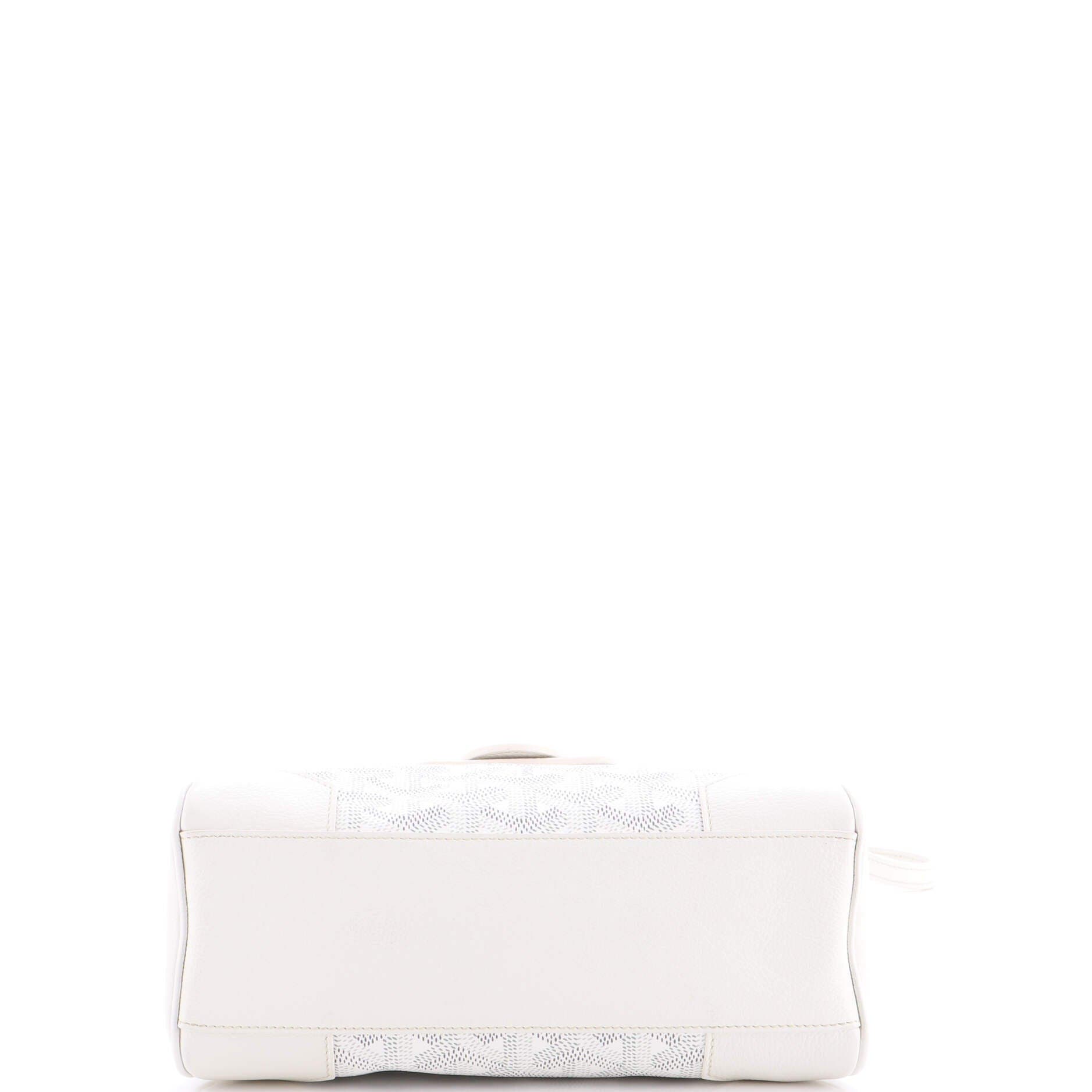 Pre-Owned Goyard Saigon Top Handle Bag Coated Canvas with Leather Mini, Alternate, color, White