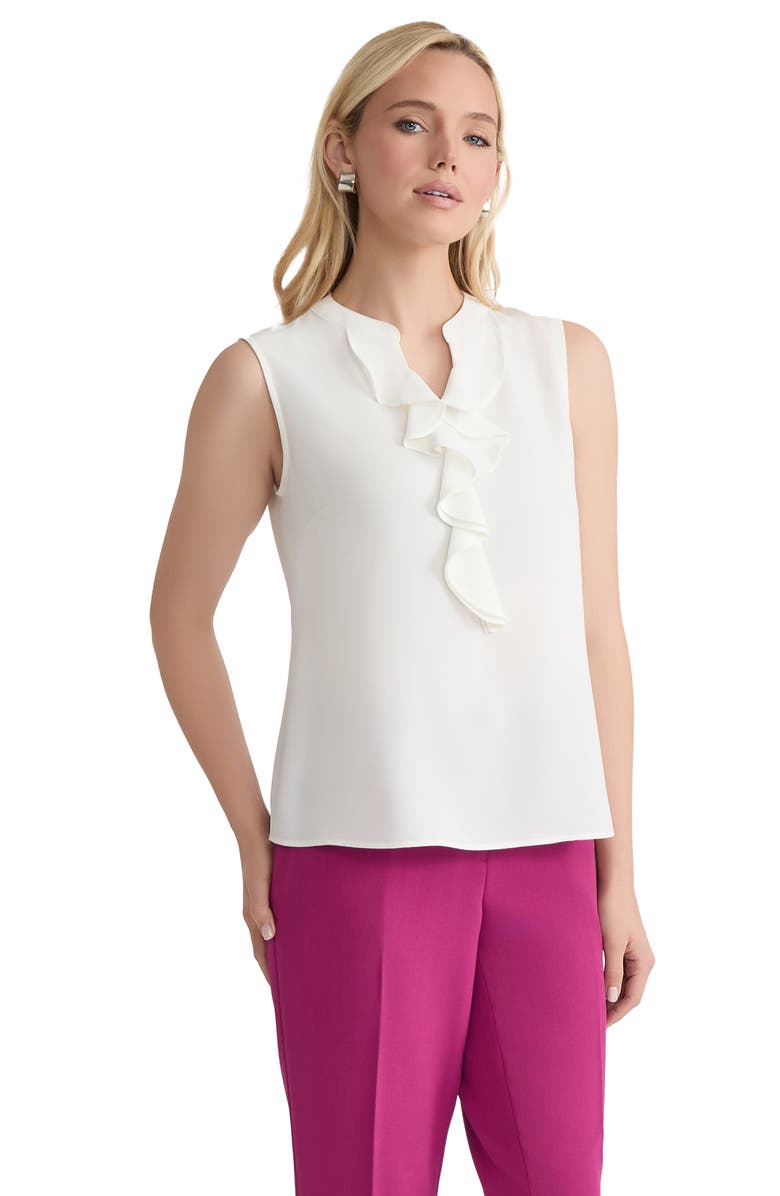 KASPER Ruffle Front Sleeveless Top, Alternate, color,