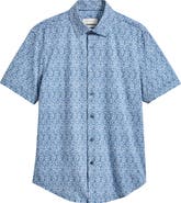 Bugatchi Miles OoohCotton® Floral Print Short Sleeve Button-Up Shirt