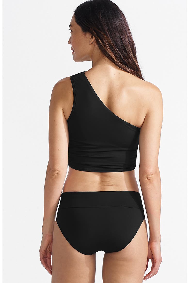 DD-Cup Ruched One Shoulder Midkini Top, Alternate, color, Black