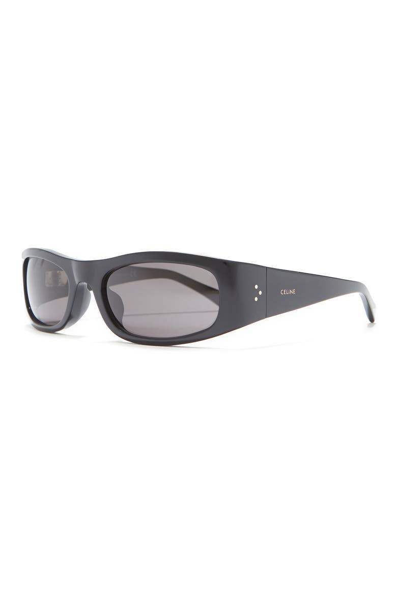 55mm Oval Sunglasses, Alternate, color, SHINY BLACK / SMOKE