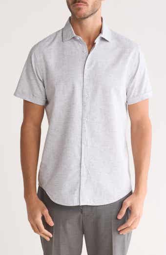 Mélange Short Sleeve Button-Up Shirt