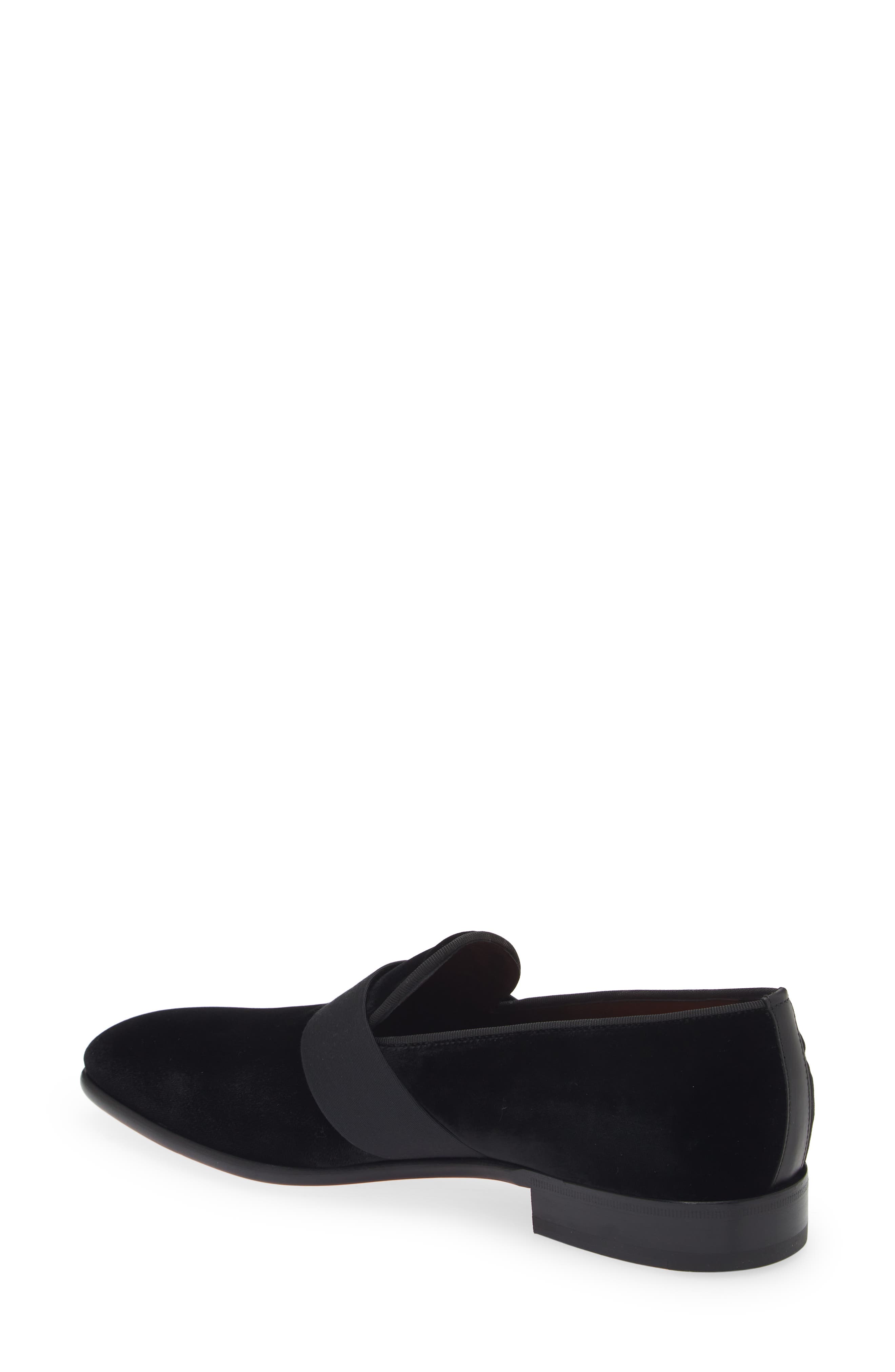 Santoni Isomer Velvet & Leather Slip-On Shoe, Alternate, color, Black-N01