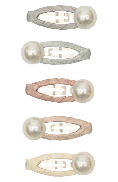 4-Pack Faux Pearl Satin Hair Clips