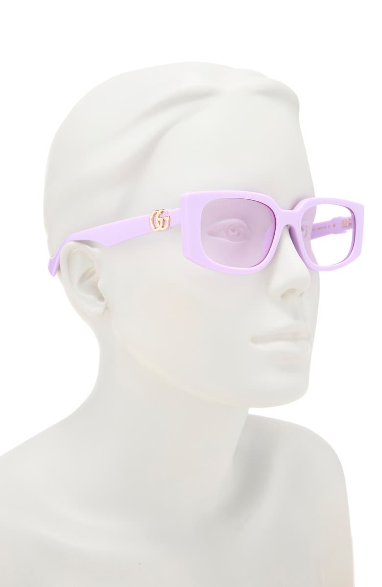 Gucci 55mm Rectangular Sunglasses, Alternate, color, Violet Violet Violet