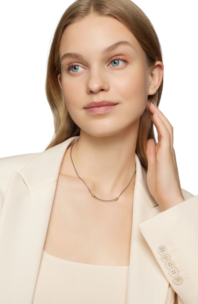 David Yurman Petite X Bar Pendant Necklace, Alternate, color, Silver/ Yellow Gold