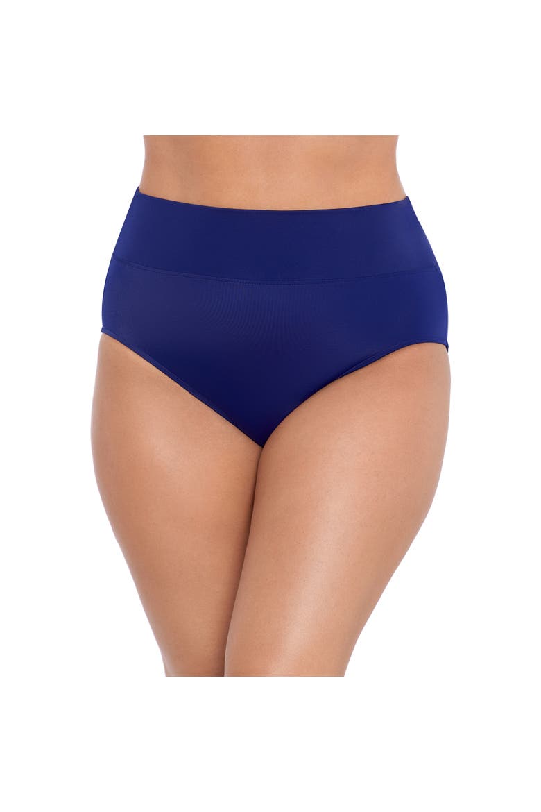 Wide Waistband Yoke-Top Control Swim Brief, Main, color, Ink