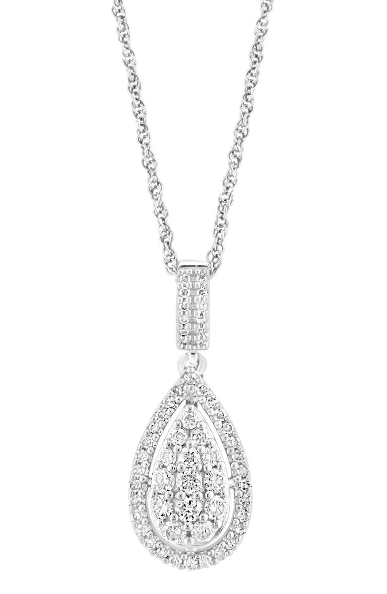 EFFY Sterling Silver Pavé Diamond Teardrop Pendant Necklace, Alternate, color, Silver