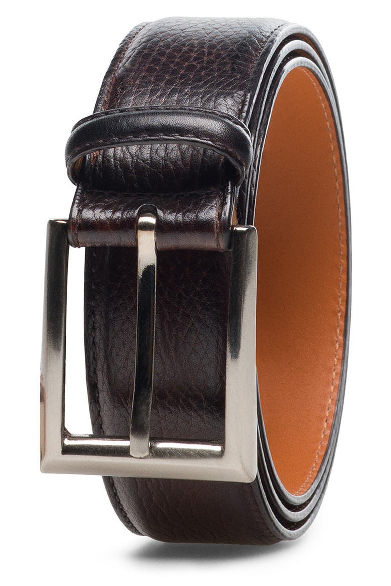 Rocas Leather Belt, Main, color, BROWN