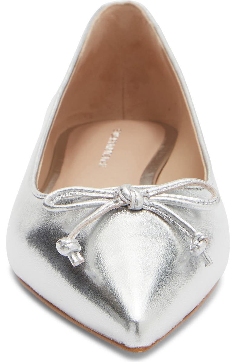 Stuart Weitzman Gabby Bow Flat, Alternate, color, Silver