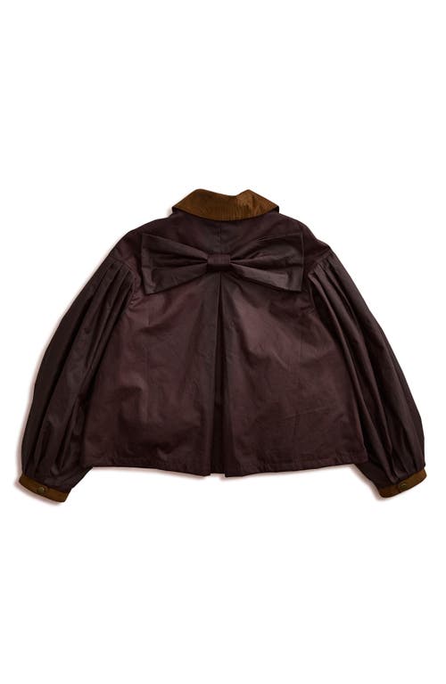 Barbour X Farm Rio Thais Waxed Cotton Jacket In Burgundy