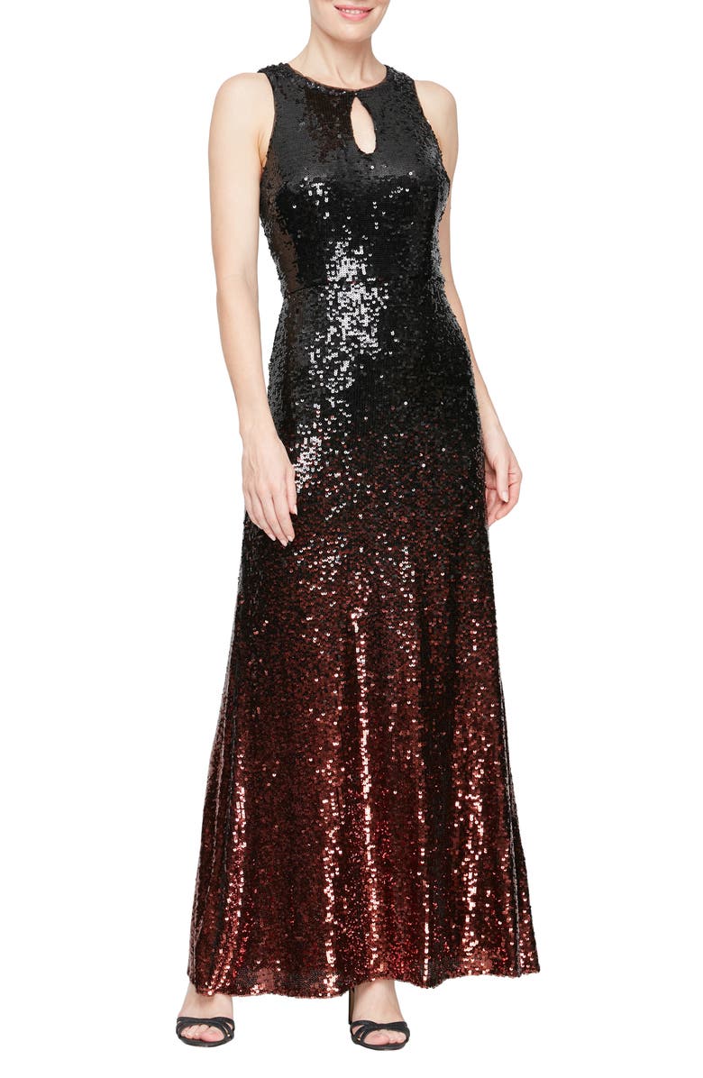 Alex Evenings Ombré Sequin Trumpet Gown, Main, color,