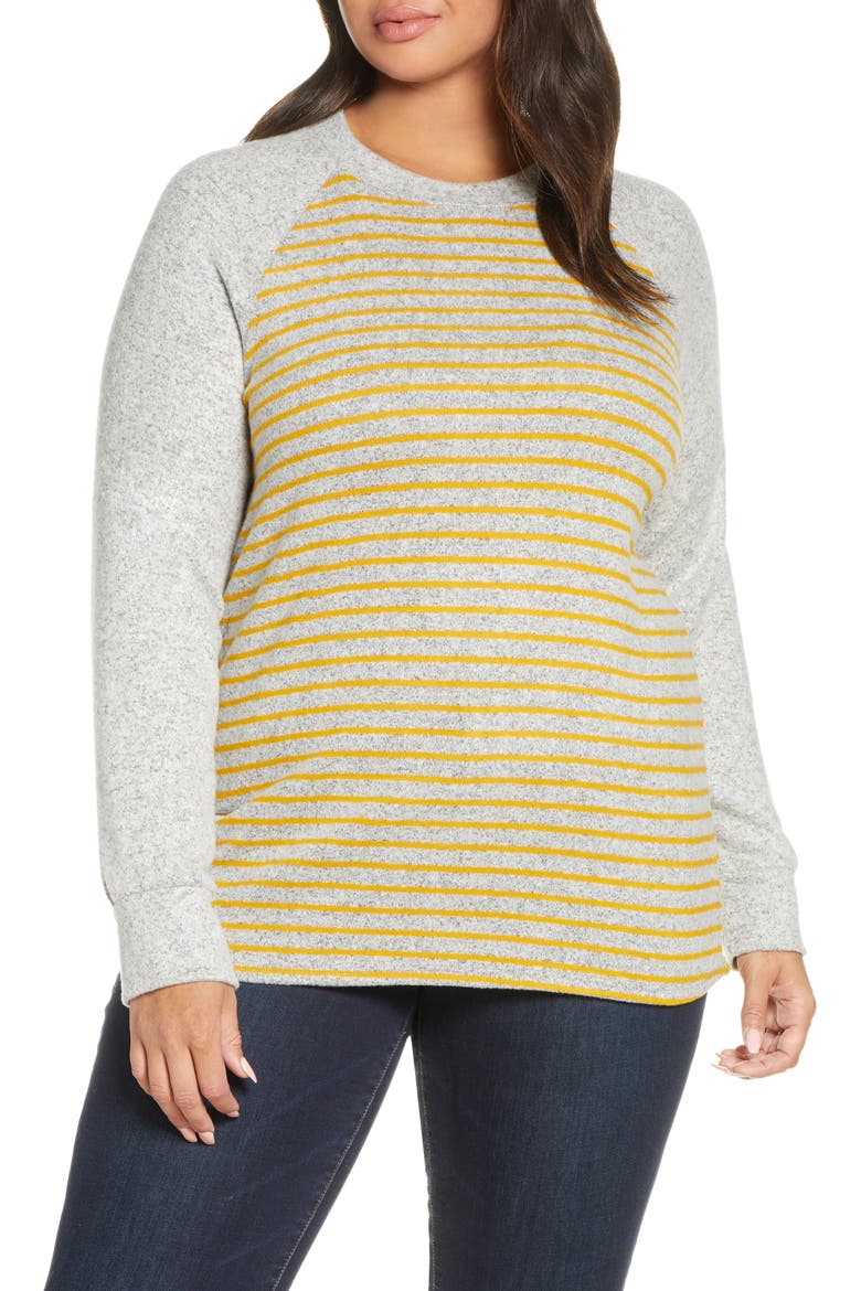 Raglan Sweater, Main, color, HEATHER GRAY/ MUSTARD
