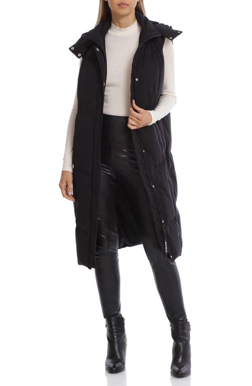 Avec Les Filles Thermalpuff™ Longline Hooded Puffer Vest in Black 