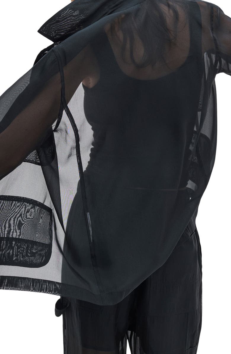 rag & bone Jolene Organza Chore Jacket, Alternate, color, Black