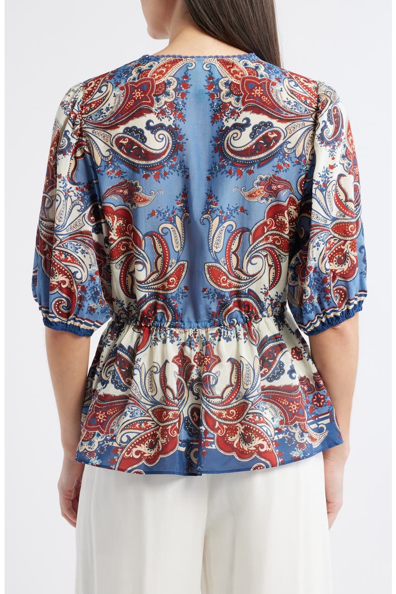 Paisley Print Cotton Blend Top, Alternate, color, PAISLEY SCARF CREAM