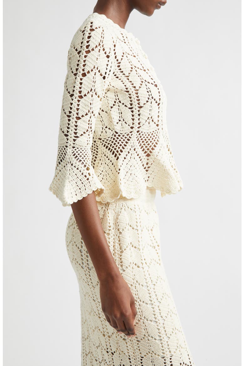Awaken Button Front Crochet Top, Alternate, color, CREAM