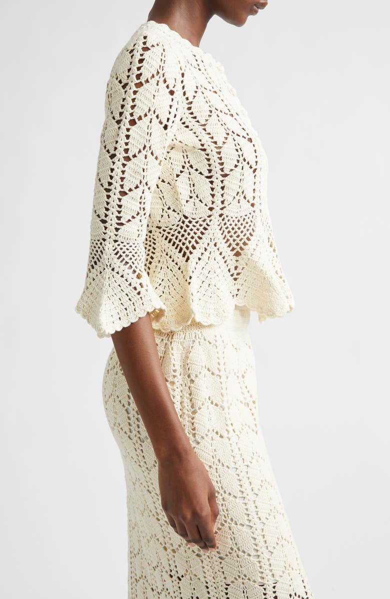 Zimmermann Awaken Button Front Crochet Top, Alternate, color, Cream