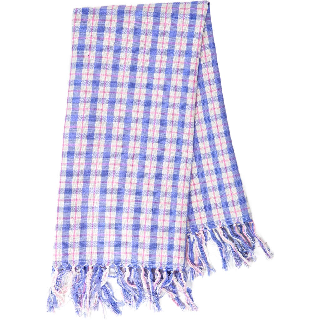 Archive New York Handwoven Colorful Plaid Cotton Kitchen Towel In Blue